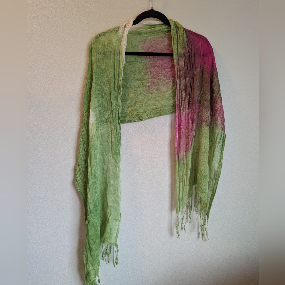 Stunning Green and Pink Fashion Scarf